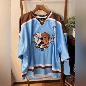 Men's Light Blue and Brown Dog Graphic Hockey Jersey